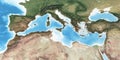 High resolution detailed map of Mediterranean region