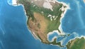 High resolution detailed map of North America, USA, Canada and Mexico Royalty Free Stock Photo