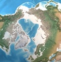 High resolution detailed map of North Pole, Arctic Ocean and Greenland Royalty Free Stock Photo