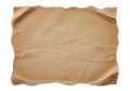A high quality close up view of a piece of old vintage paper with torn edges and crumpled texture isolated on white background Royalty Free Stock Photo