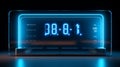 A high-resolution digital clock counting down to the launch of a groundbreaking startup