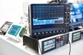 High-resolution digital oscilloscope and electronic devices Royalty Free Stock Photo