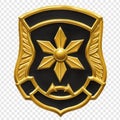 Black and Gold Military Organizational Shield Emblem, Transparent Background Royalty Free Stock Photo