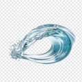 Dynamic 3D Render of a Curving Blue Water Wave on Transparent Background Royalty Free Stock Photo