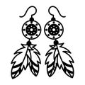 A hand drawn style icon depicting feather earrings Royalty Free Stock Photo