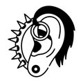 A sketchy style icon of edgy piercing Royalty Free Stock Photo