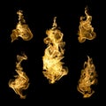 High resolution fire collection of isolated flames on black back Royalty Free Stock Photo