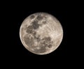 High resolution full moon photo from telescope isolated on black background