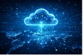 Cloud Computing Technology Futuristic Digital Network Background for Global Data Storage and Internet Infrastructure Royalty Free Stock Photo