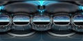 High resolution HDRI panoramic view of dark spaceship interior. 360 panorama reflection mapping of a futuristic spacecraft room 3D Royalty Free Stock Photo