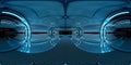 High resolution HDRI panoramic view of dark spaceship interior. 360 panorama reflection mapping of a futuristic spacecraft room 3D Royalty Free Stock Photo