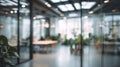 Abstract office interior background. Blurry office space. Modern workspace design. Glass walls, blurred Royalty Free Stock Photo