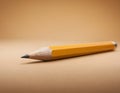 Sharp Yellow Pencil with Freshly Sharpened Tip on Smooth Surface Royalty Free Stock Photo
