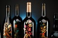 High-resolution image depicts bottles of wine displayed in full, with clear detail and clarity