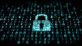 A stunning image of Digital Encryption Lock Concept with Binary Code Background and Secure Data Protection Royalty Free Stock Photo