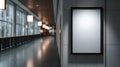 A stunning image of Empty poster frame mockup hanging on wall in university campus corridor , empty frame, Royalty Free Stock Photo