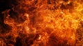 High-resolution image with an extremely close-up and crisp texture of a fire flame on a black background. Royalty Free Stock Photo