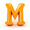 Orange 3d Cartoon Letter M: Smooth, Shiny, And Vibrant