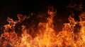 High-resolution image featuring extremely close-up and crisp texture of a fire flame on a black background. Royalty Free Stock Photo