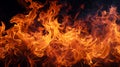 High-resolution image featuring an extremely close-up view and crisp texture of a fire flame on a black background. Royalty Free Stock Photo