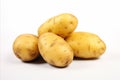 High resolution image of fresh uncooked potato on white backdrop for ads, packaging, and labeling