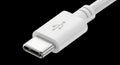 Closeup of a durable braided white USB Type C end Royalty Free Stock Photo