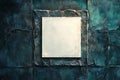 Blank Canvas Mockup on Dark Teal Textured Stone Wall Background Royalty Free Stock Photo
