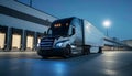 A Freightliner delivery truck parked in front of a distribution center, emphasizing its crucial Royalty Free Stock Photo