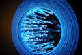 high-resolution image showcasing vibrant blue optical fibers Royalty Free Stock Photo