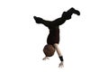 Cartoon character: a boy does acrobatic headstand pose 135_ + 15.