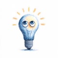 High resolution isolated cartoon light bulb symbol Royalty Free Stock Photo