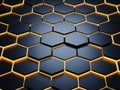 Golden hexagonal pattern on dark background Royalty Free Stock Photo