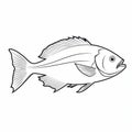 High Resolution Line Drawing Of A Fish In The Style Of Bob Ross