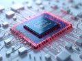 Microchip Processor on Circuit Board with Digital Glow Royalty Free Stock Photo