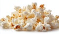 High Resolution Macro Popcorn On White Background With Clipping Path. The Detailed Close-Up Image Showcases The Texture And Royalty Free Stock Photo