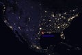 High Resolution Map Composition of USA at night pinpointing Houston, Texas - Elements of this image furnished by NASA. Royalty Free Stock Photo