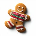 Festive Gingerbread Man Cookie with Ugly Sweater Decoration Royalty Free Stock Photo