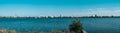 Yekaterinburg city panorama from the shore of pond Royalty Free Stock Photo