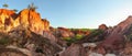 High resolution panorama of Marafa Hell`s Kitchen stone cliffs