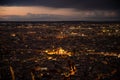 High Resolution Panorama Of Paris Skyline from Eiffel Tower during rainy sunset Royalty Free Stock Photo