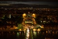 High Resolution Panorama Of Paris Skyline from Eiffel Tower during rainy sunset Royalty Free Stock Photo