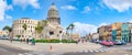 Panoramic view of downtown Havana with the Capitol building and classic cars