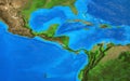 High resolution physical map of Central America and the Caribbean