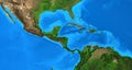 High resolution physical map of Central America and the Caribbean Royalty Free Stock Photo