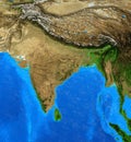 High resolution physical map of India and Himalayas