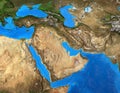 High resolution physical map of Middle East Royalty Free Stock Photo