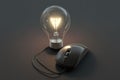high resolution picture of computer mouse connected in light bulb Royalty Free Stock Photo
