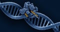 Gene editing process shown on a DNA molecule Royalty Free Stock Photo