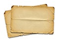 A high resolution stack of two aged and weathered vintage paper sheets with folded textures isolated on a clean white background Royalty Free Stock Photo