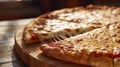 Freshly Baked Thin Crust Cheese Pizza on Wooden Pizza Paddle